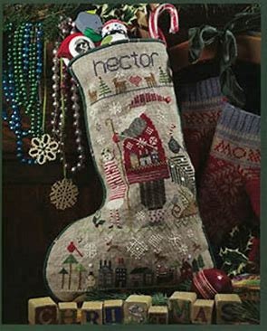 SHEPHERD'S BUSH PRINTWORKS "Hector's Stocking" Counted Cross Stitch Pattern, Christmas, Santa, Pattern Only