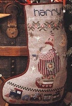 SHEPHERD'S BUSH PRINTWORKS "Harry's Stocking" Cross Stitch Pattern and Charm Pack Included, Christmas, Santa, Sampler, Pattern Only