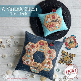 HANDS ON DESIGN "A Vintage Stitch ~ Too Hexie" Counted Cross Stitch Patterns, Chart, Pattern Only