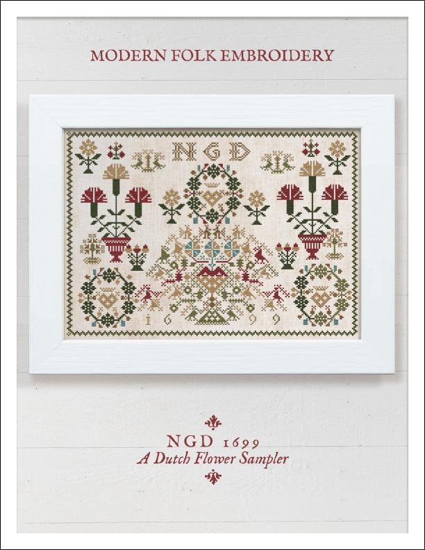 Modern Folk Embroidery "NGD 1699 ~ A Dutch Flower Sampler" Counted Cross Stitch Pattern, Chart, Pattern Only