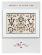 Modern Folk Embroidery "NGD 1699 ~ A Dutch Flower Sampler" Counted Cross Stitch Pattern, Chart, Pattern Only