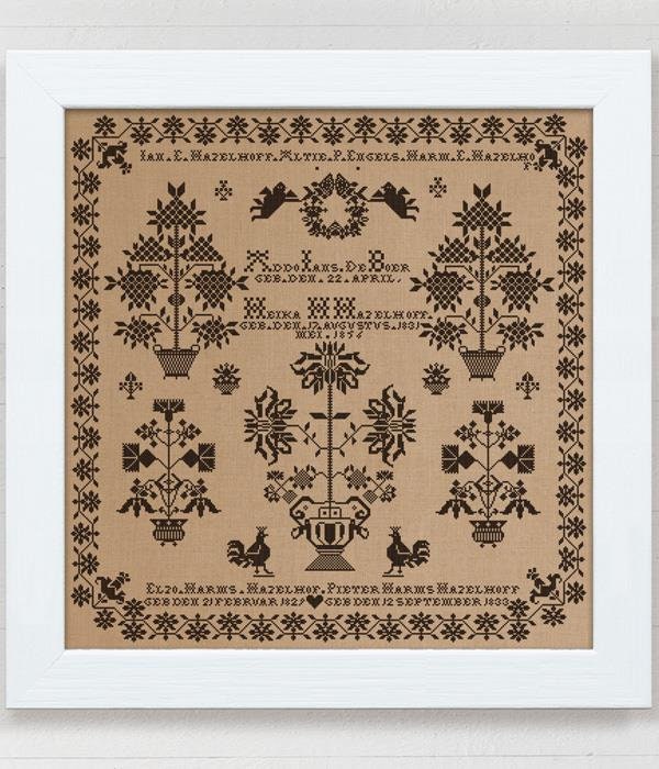 MODERN FOLK Embroidery "Heika Harms Hazelhoff 1856" Counted Cross Stitch Pattern, A Dutch Wedding Sampler, Chart, Pattern Only