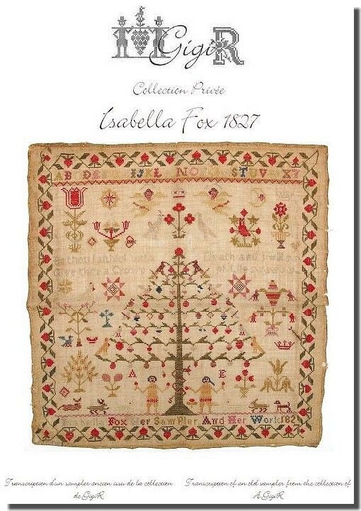 GIGI R DESIGNS "Isabella Fox, 1827" Counted Cross Stitch Pattern, Sampler, GigiR, Pattern Only