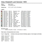 THE WISHING THORN "Mary Elizabeth Leet 1865 Sampler"  Counted Cross Stitch Pattern  Sampler, Chart, Pattern Only