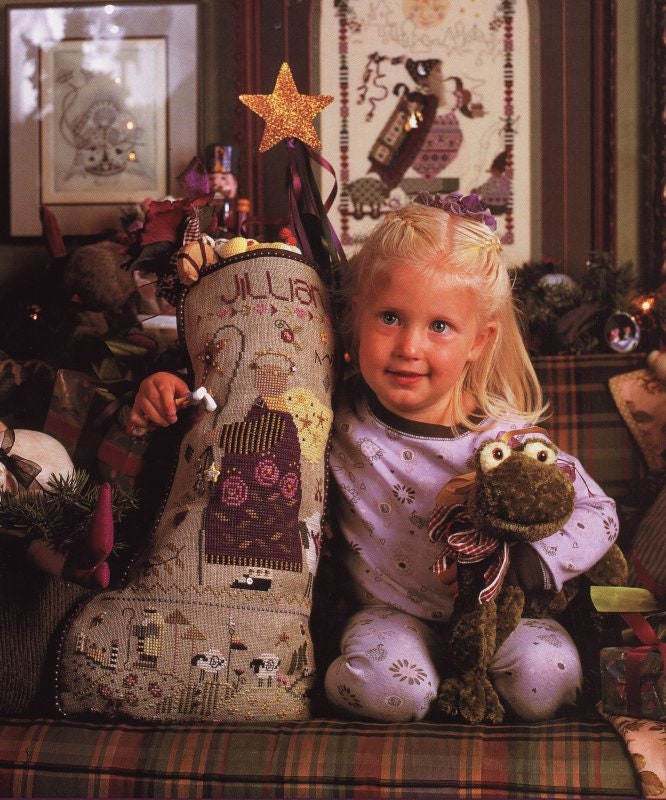 SHEPHERD'S BUSH PRINTWORKS "Jillian's Stocking" Counted Cross Stitch Pattern, Christmas, Santa, Sampler, Pattern Only
