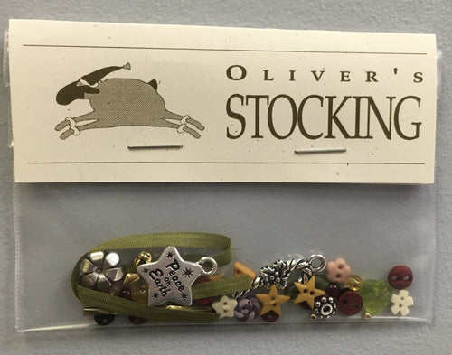 SHEPHERD'S BUSH PRINTWORKS "Oliver's Stocking" Cross Stitch Pattern and Charm Pack Included, Christmas, Santa, Sampler, Pattern Only