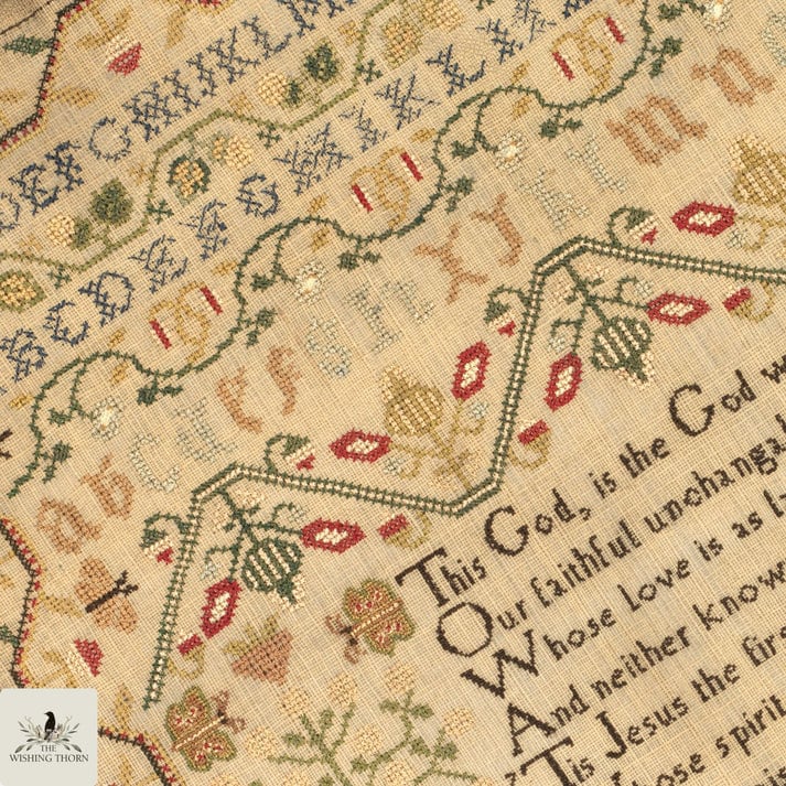 THE WISHING THORN "Harriet Charlesworth 1822 Sampler"  Counted Cross Stitch Pattern  19th-Century Sampler, Chart, Pattern Only