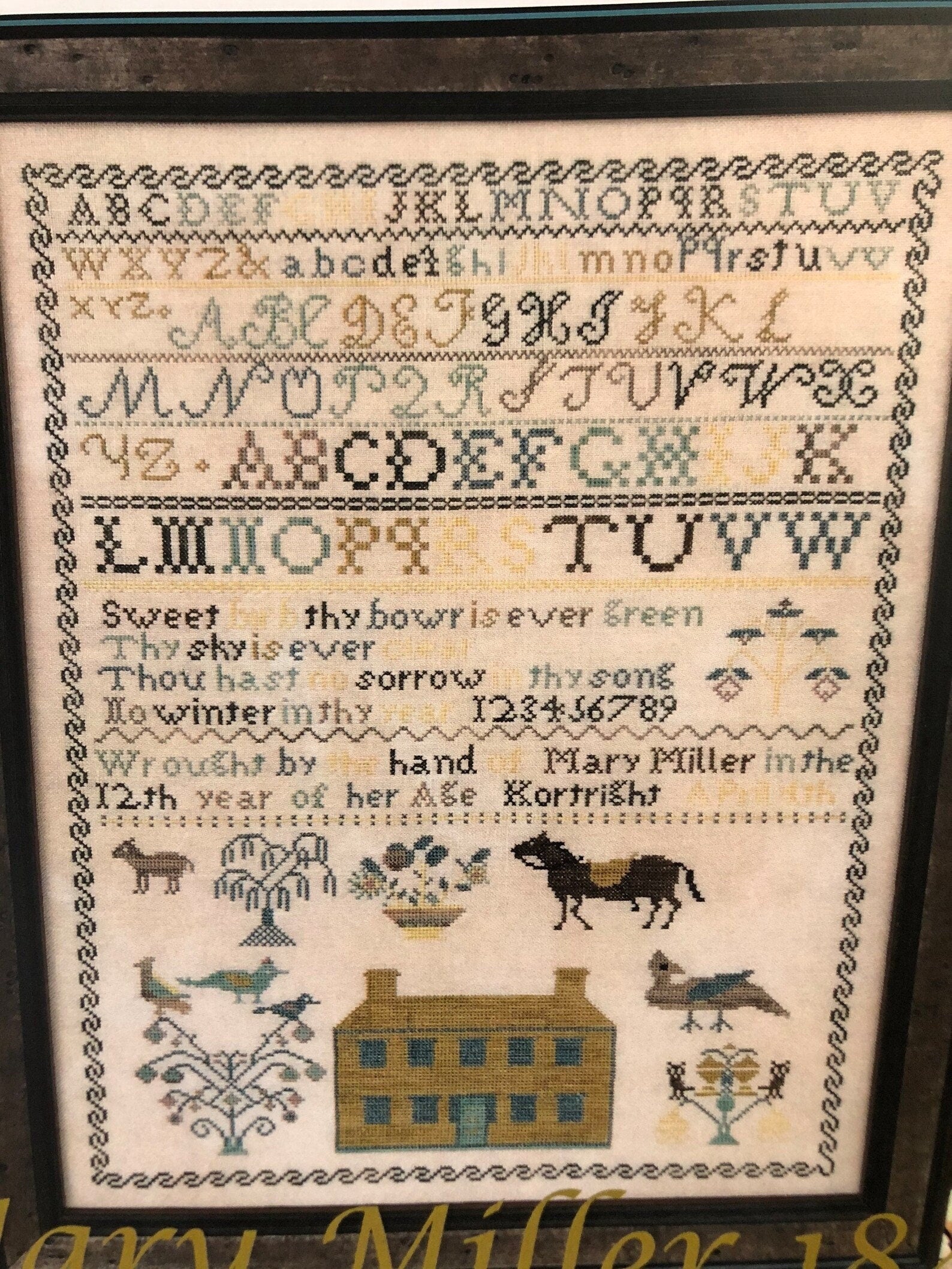 THE SCARLETT HOUSE "Mary Miller 1842" Counted Cross Stitch Pattern, Reproduction Sampler, Chart, Pattern Only