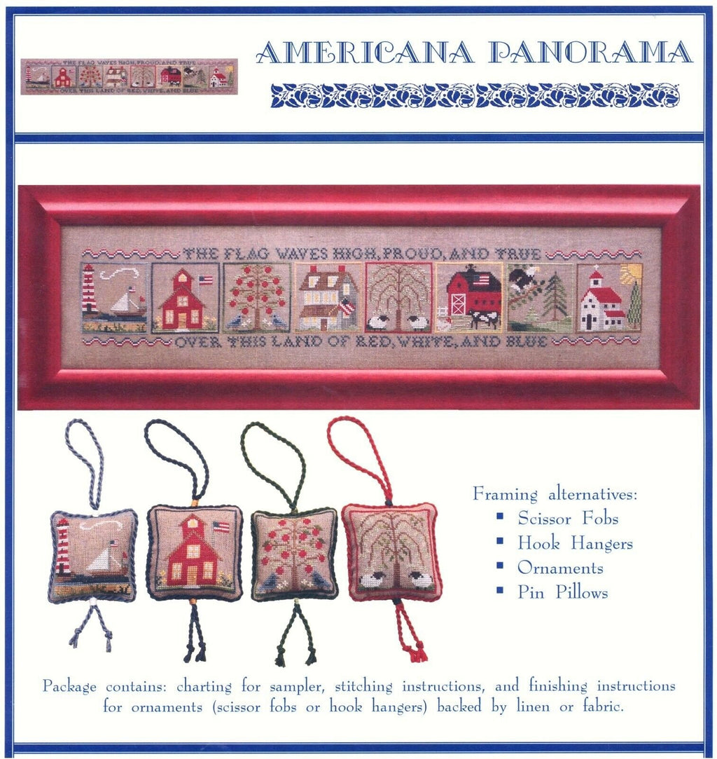 BLUE RIBBON DESIGNS "Americana Panorama"  Counted Cross Stitch Pattern  Summer, Chart, Paper Pattern