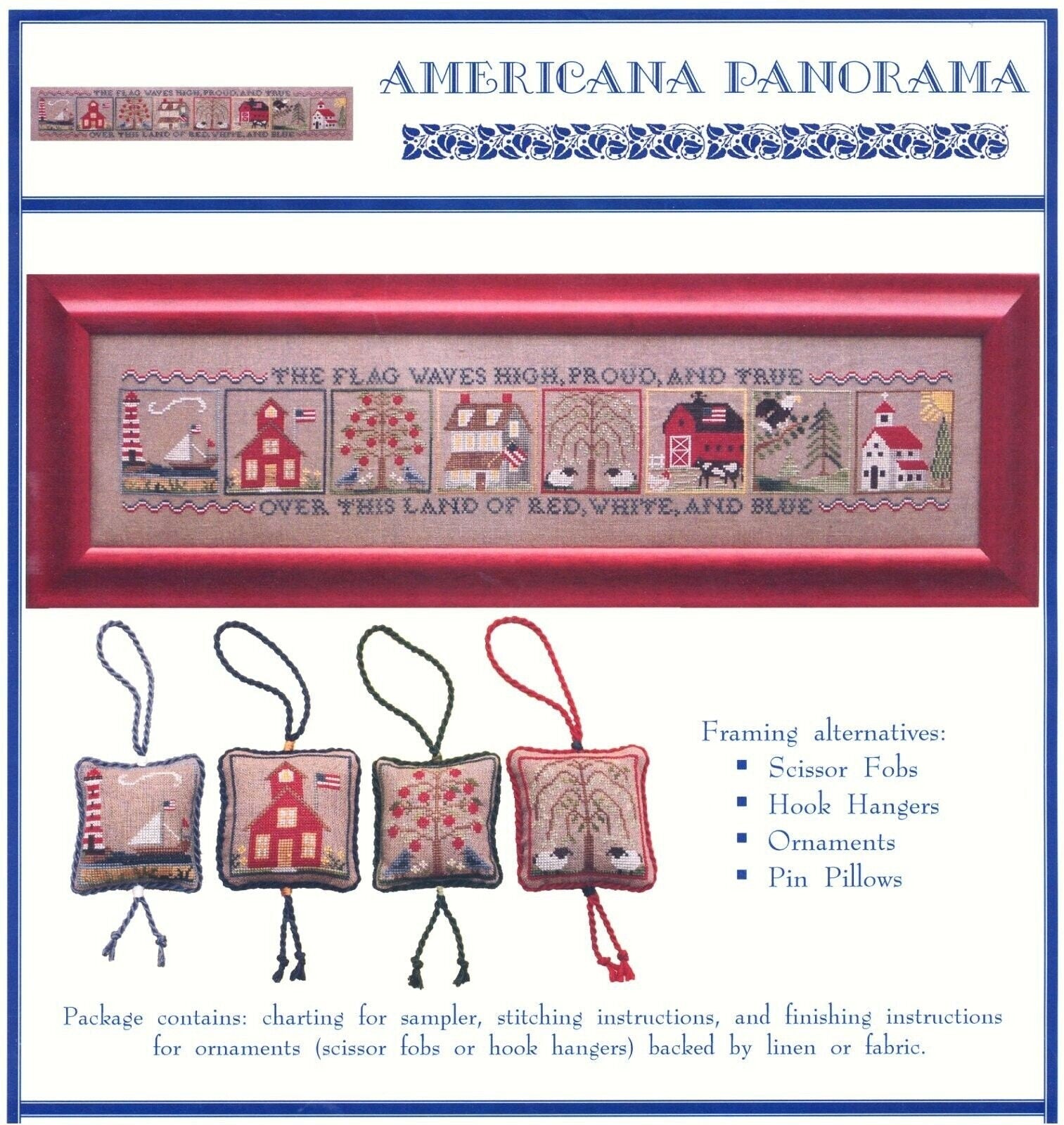 BLUE RIBBON DESIGNS "Americana Panorama"  Counted Cross Stitch Pattern  Summer, Chart, Paper Pattern