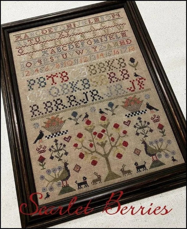 THE SCARLETT HOUSE "Scarlet Berries" Counted Cross Stitch Pattern, Sampler, Needlework Marketplace 2023 Release, Pattern Only