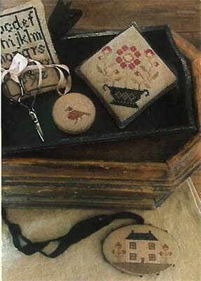 STACY NASH PRIMITIVES "Farmhouse Sampler Pinkeep, Pin Disk & Scissor Fob" Counted Cross Stitch Pattern, Chart, Pattern Only