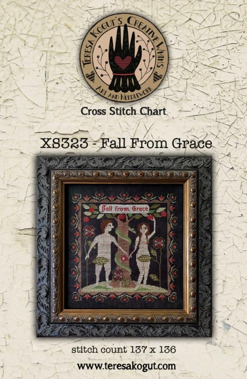 TERESA KOGUT "Fall From Grace"  Cross Stitch Pattern  Adam and Eve Sampler  XS323 Pattern Only