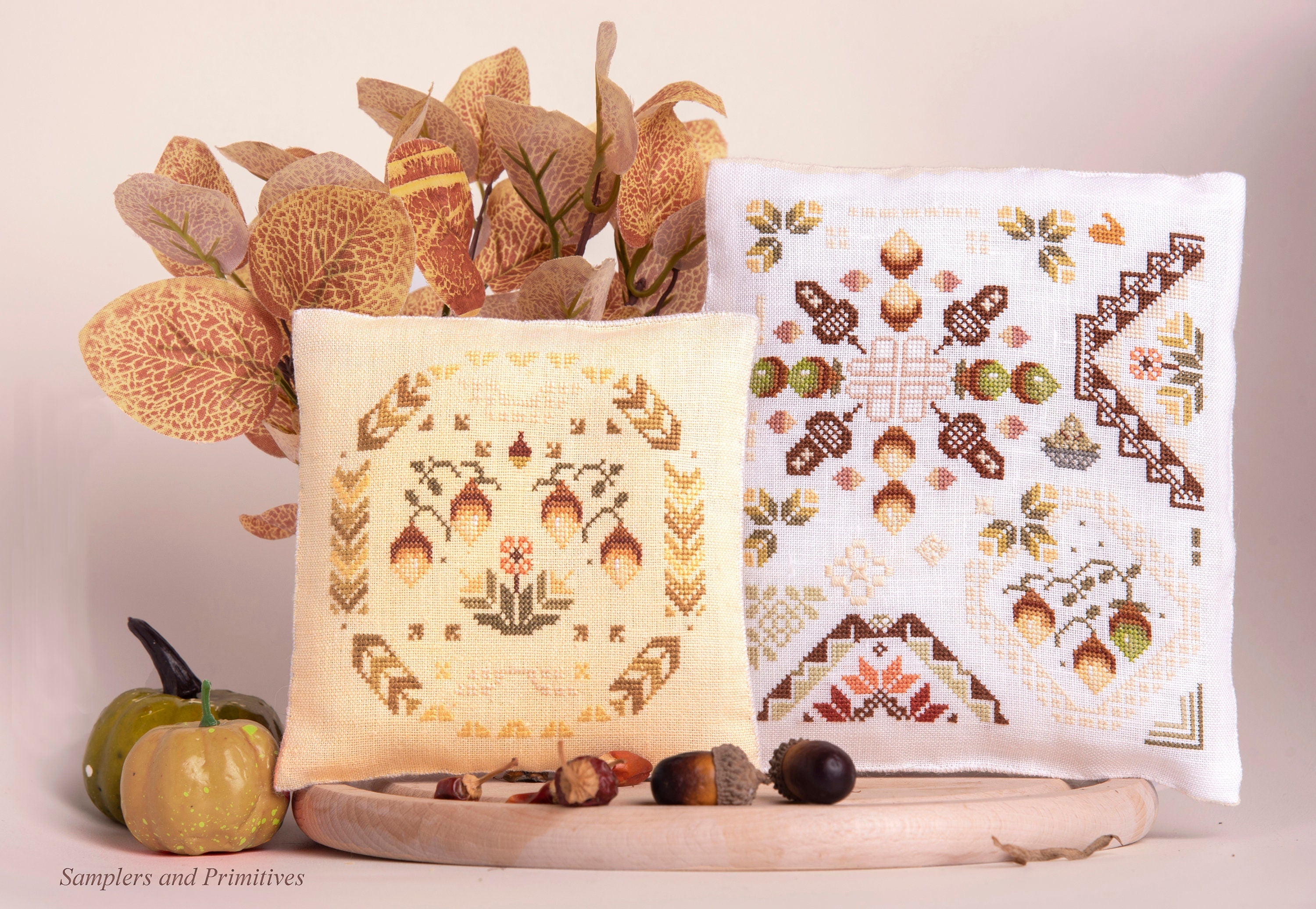SAMPLERS And PRIMITIVES "The Autumn Quakers" Counted Cross Stitch Pattern, 2 Patterns, Needlework Marketplace 2023 Release, Pattern Only