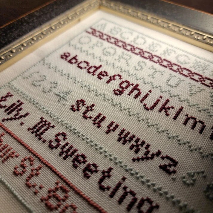THE WISHING THORN "Lily M. Sweeting 1895 ~ Board School Sampler"  Counted Cross Stitch Pattern  Sampler, Chart, Pattern Only