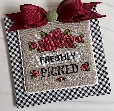 CHERRY HILL STITCHERY "Freshly Picked"  Counted Cross Stitch Pattern with Dinky Dyes Silk Pack Included  Pattern & Silks Only