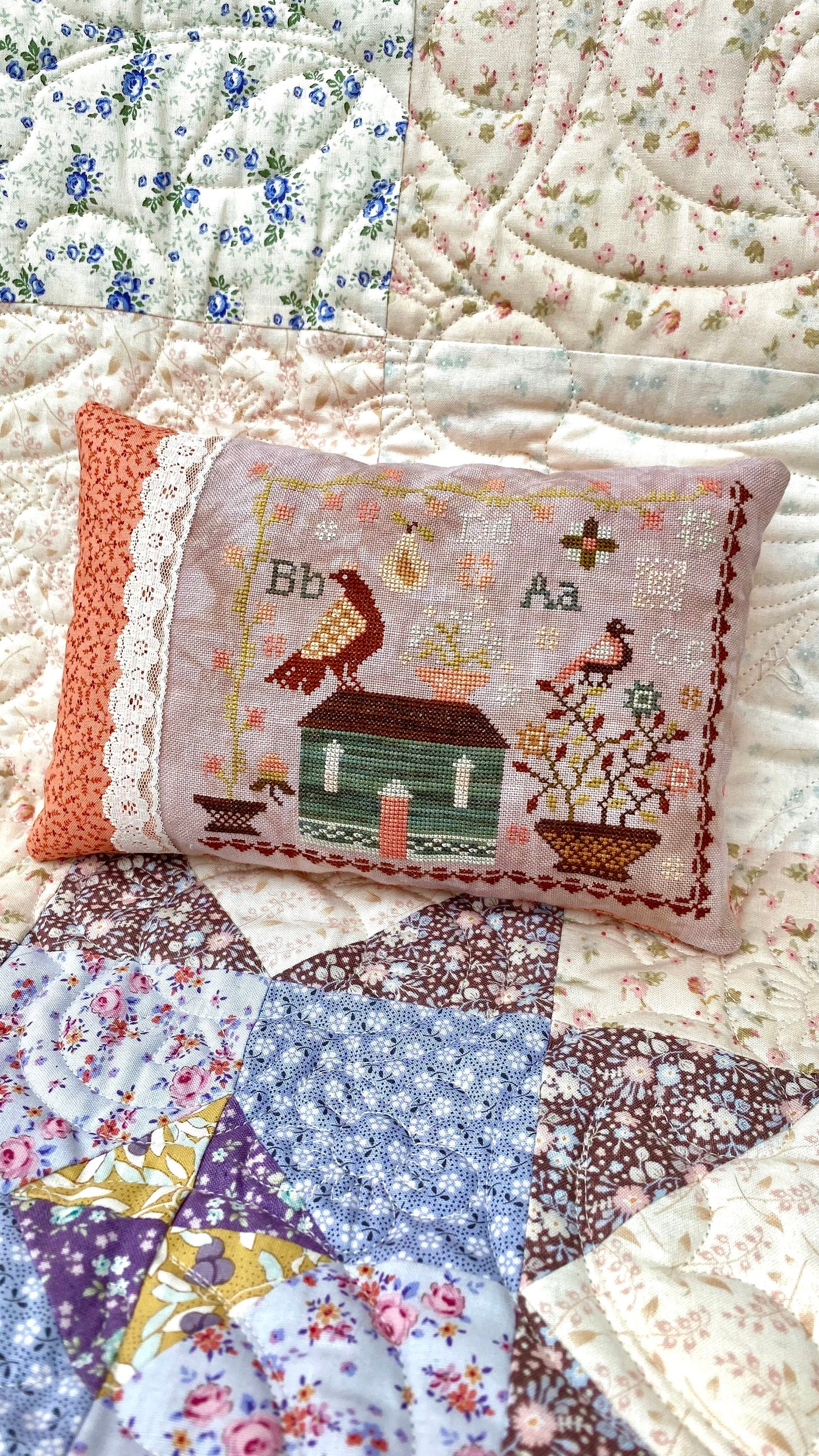 BLUEBERRY RIDGE DESIGN "Birds and Blossoms Sampler" Counted Cross Stitch Pattern, Chart, Pattern Only