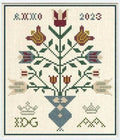 MODERN FOLK EMBROIDERY "Tulip Vase Pincushion" Counted Cross Stitch Pattern, Dutch Sampler, 1st in a Series of 3, Chart, Pattern Only