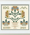 MODERN FOLK EMBROIDERY "Carnation Vase Pincushion" Counted Cross Stitch Pattern, Dutch Sampler, 2nd in a Series of 3, Pattern Only