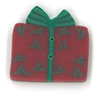 JUST ANOTHER BUTTON Company ~ Small Red Gift Buttons" Christmas, Package of 4 Button Embellishments, Handcrafted #4456.S
