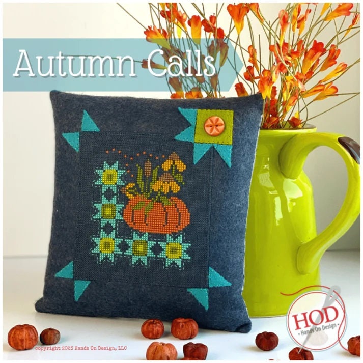 HANDS ON DESIGN "Autumn Calls" Counted Cross Stitch Pattern, Chart, Autumn, Fall, Pumpkin
