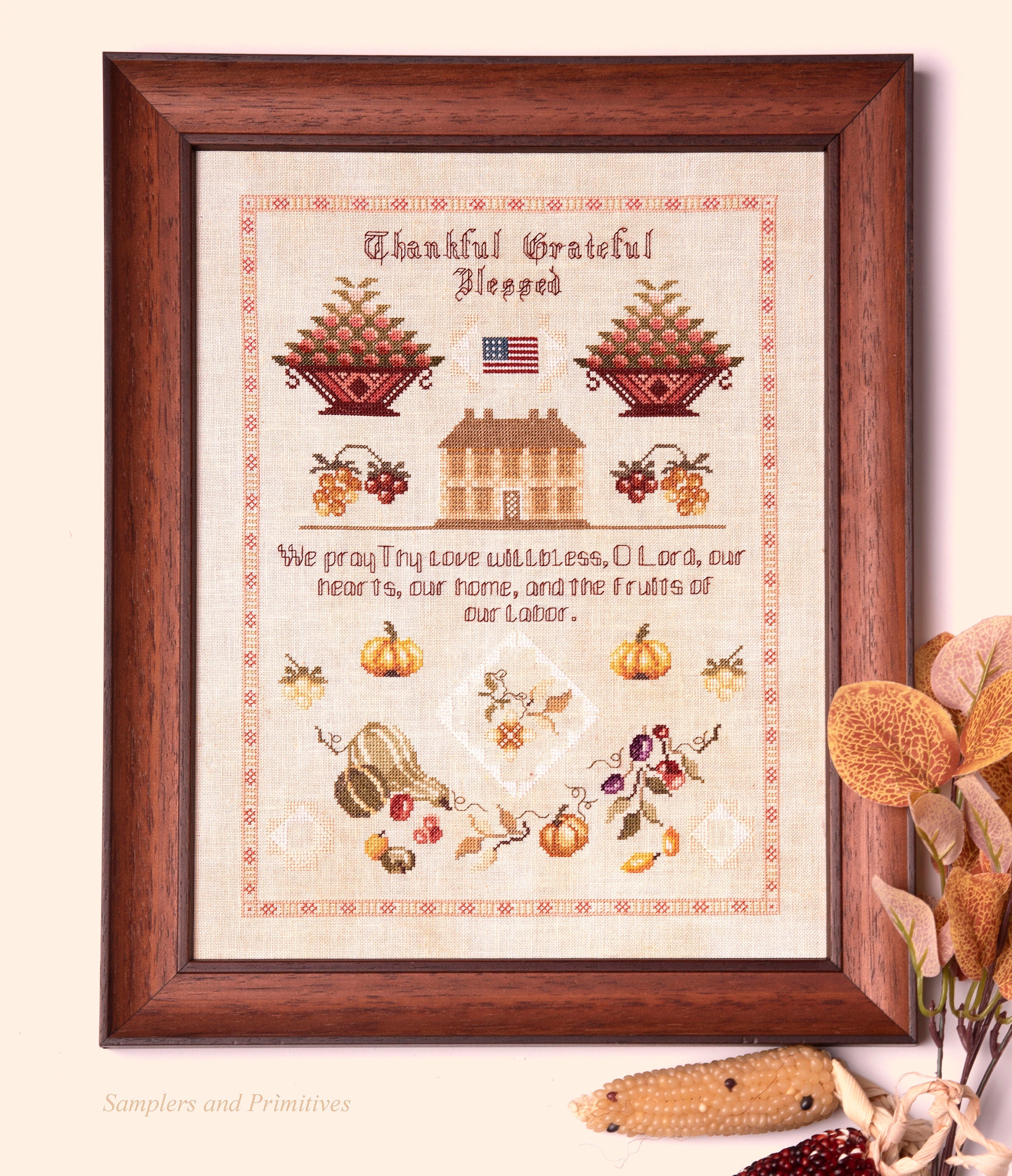 SAMPLERS And PRIMITIVES "The Thanksgiving Sampler" Counted Cross Stitch Pattern, Chart, Needlework Marketplace 2023 Release, Pattern Only