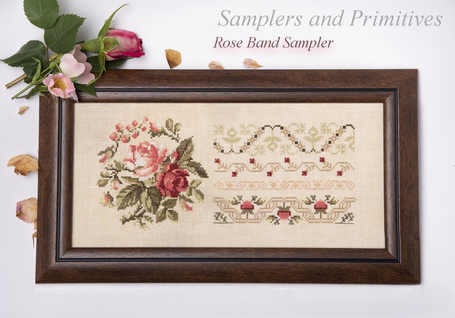 SAMPLERS And PRIMITIVES "The Rose Band Sampler" Counted Cross Stitch Pattern, Chart, Needlework Marketplace 2023 Release, Pattern Only