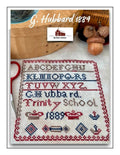 RED BARN SAMPLERS "G. Hubbard 1889" Counted Cross Stitch Pattern, Reproduction Sampler, Chart, Pattern Only