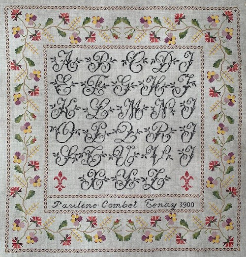 Reflets de Soie ~ Pauline Combet 1900 ~ Counted Cross Stitch Pattern, Chart, Antique French Sampler Reproduction, Pattern Only