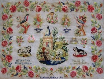 Reflets de Soie ~ Albertine Bourgonnie 1907 ~ Counted Cross Stitch Pattern, Chart, Antique French Sampler Reproduction, Pattern Only