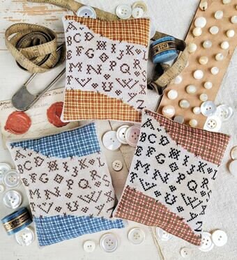 HELLO from Liz Matthews "HOMESPUN HEARTS" Counted Cross Stitch Pattern, Chart, Pattern Only