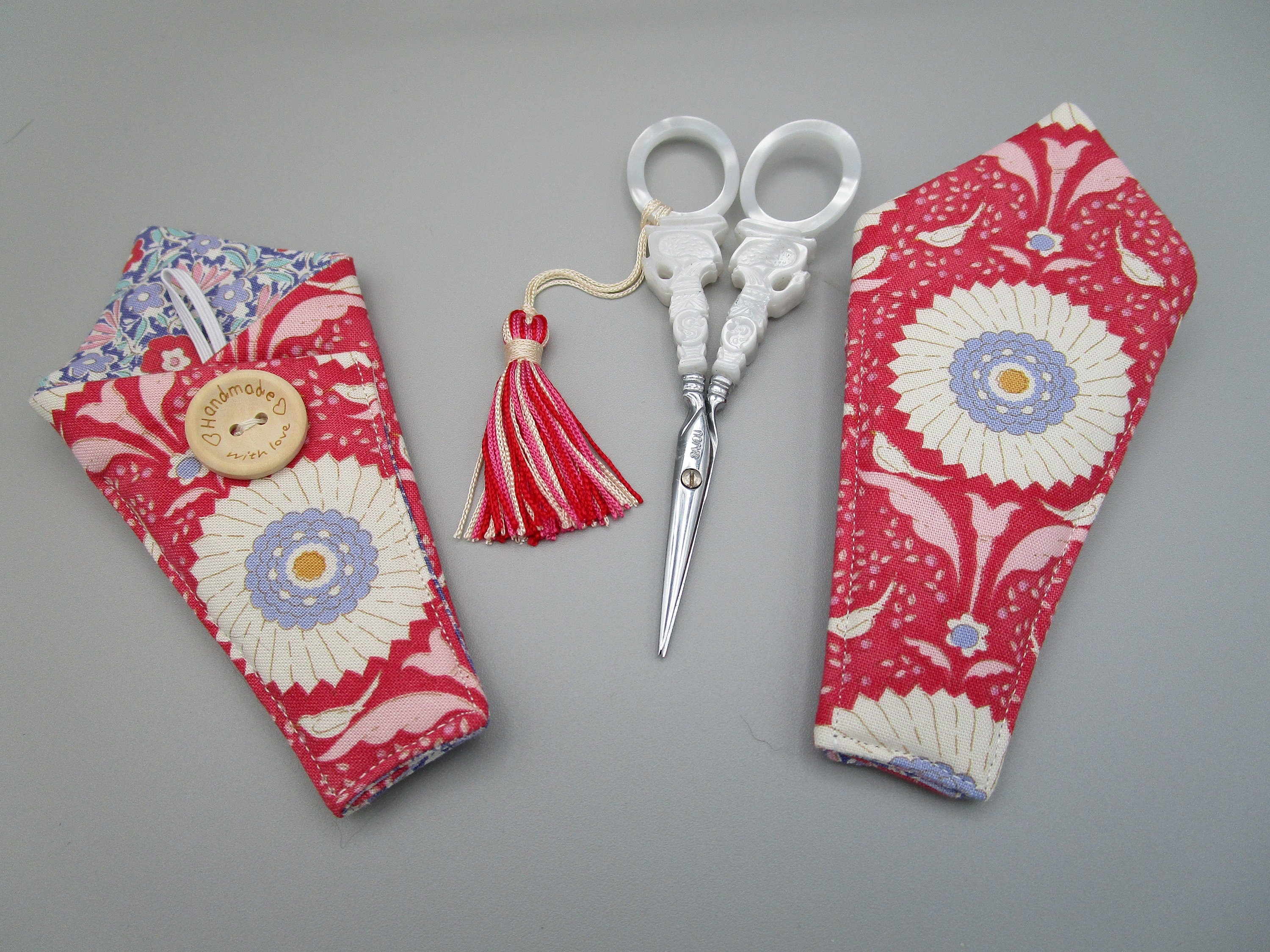 SCISSOR CASE  Tilda 'Bon Voyage' OOP Fabrics ~ Sheath - Holds 4" Embroidery Scissors  Made Exclusively for Kingsland Needle Art