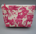 SAJOU FABRIC POUCH  Pink Patchwork Fabric Zipper Pouch  Storage Bag  Zipper Bag  Makeup Pouch  Cross Stitch
