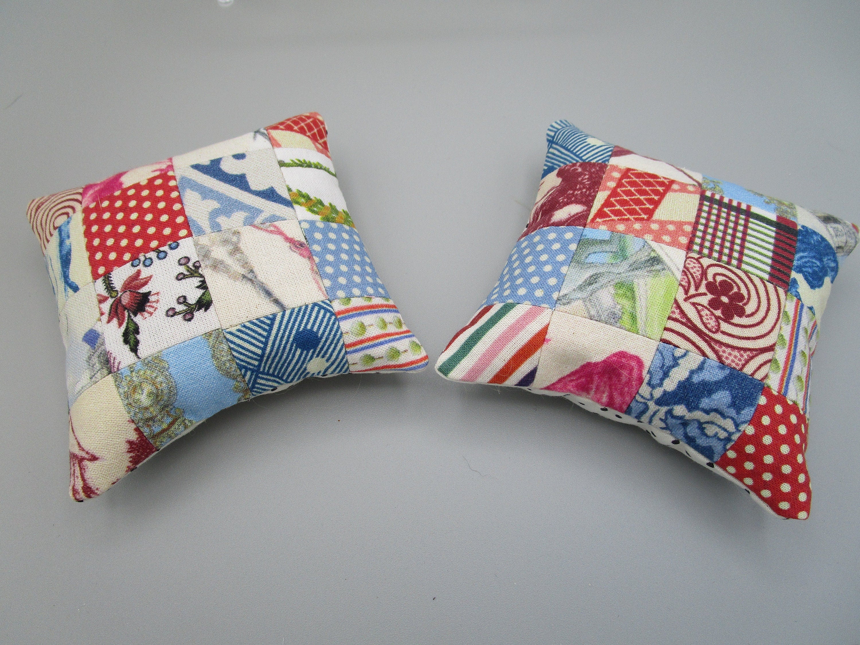 PATCHWORK PIN CUSHION ~ Sajou Fabric  Great Gift  One-of-a-Kind  Unique  Premium Cotton Fabric  Cross Stitch