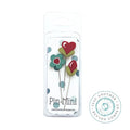 JUST ANOTHER BUTTON Co. "Pin-Mini: Love Blooms (Limited Edition)" Pincushion Pin Embellishments, Stainless Steel, Assort. of 3, jpm488