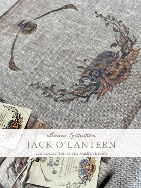 JACK O' LANTERN ~ 40 ct. Linen from The Primitive Hare ~ Approximate Size - 40 x 32 cm
