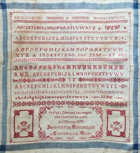 Reflets de Soie ~ Eleonore Lenseigne 1887 ~ Counted Cross Stitch Pattern, Chart, Antique French Sampler Reproduction, Pattern Only