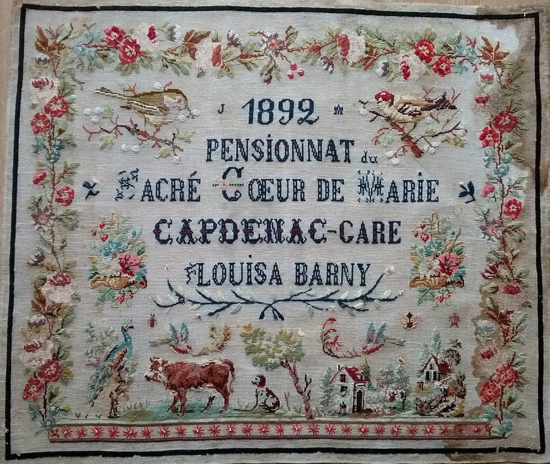 Reflets de Soie ~ Louisa Barney 1892 ~ Counted Cross Stitch Pattern, Chart, Antique French Sampler Reproduction, Pattern Only