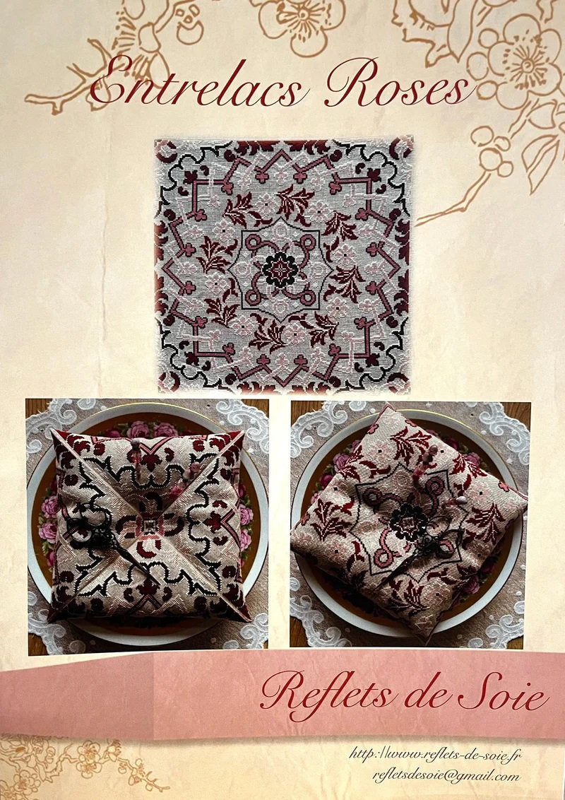 Reflets de Soie ~ Entrelacs Roses~ Counted Cross Stitch Pattern, Chart, Pattern Only