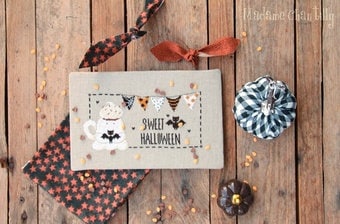 MADAME CHANTILLY "A Cup of Halloween" Counted Cross Stitch Pattern, Halloween, Bats, Sweet Halloween, Italy, Pattern Only