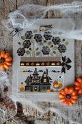 MADAME CHANTILLY "Halloween In A Jar" Counted Cross Stitch Pattern, Halloween, Haunted House, Black Flower, Pumpkins, Italy, Pattern Only