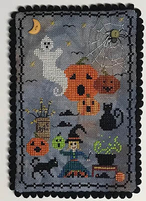 PRAISEWORTHY STITCHES "Pumpkin Potion - A Wee Haunting" Counted Cross Stitch Pattern, Chart, Halloween, Pattern Only