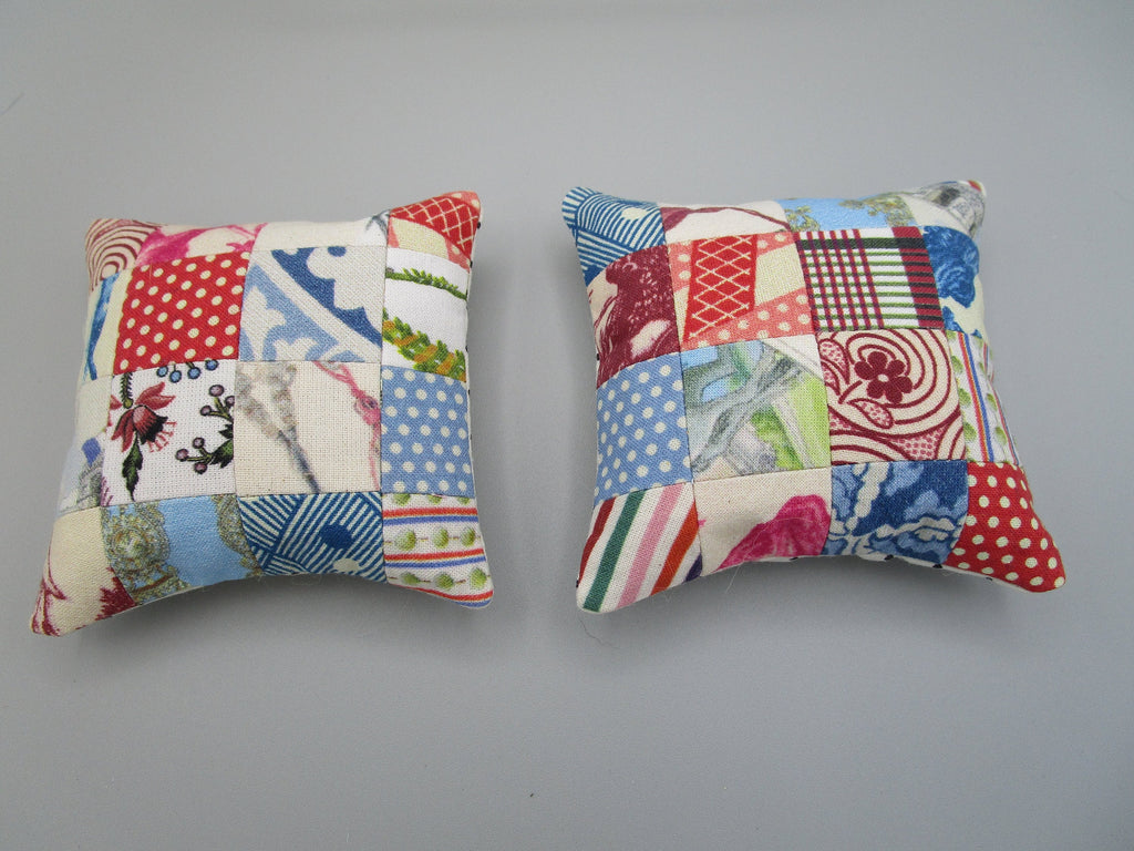 PATCHWORK PIN CUSHION ~ Sajou Fabric  Great Gift  One-of-a-Kind  Unique  Premium Cotton Fabric  Cross Stitch