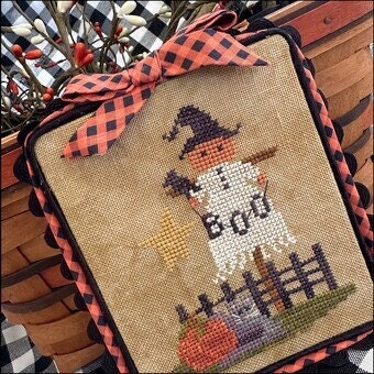 Finally A Farmgirl "Boo" Counted Cross Stitch Pattern, Halloween, Pattern Only
