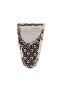 SAJOU Scissor Case Grey and Ecru Ring Fabric - Medium - matt coated cotton, Made in France
