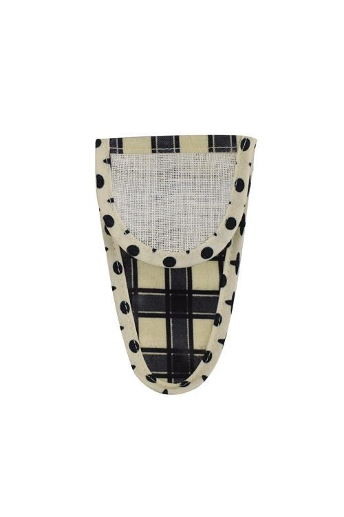 SAJOU Scissor Case Black Checkered - Medium - matt Coated Cotton, Made in France