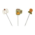 JUST ANOTHER BUTTON Co. "Pin-Mini: Pumpkin Spice" Pincushion Pin Embellishments, Limited Edition, Stainless Steel Pins, Assort. of 3, jpm541
