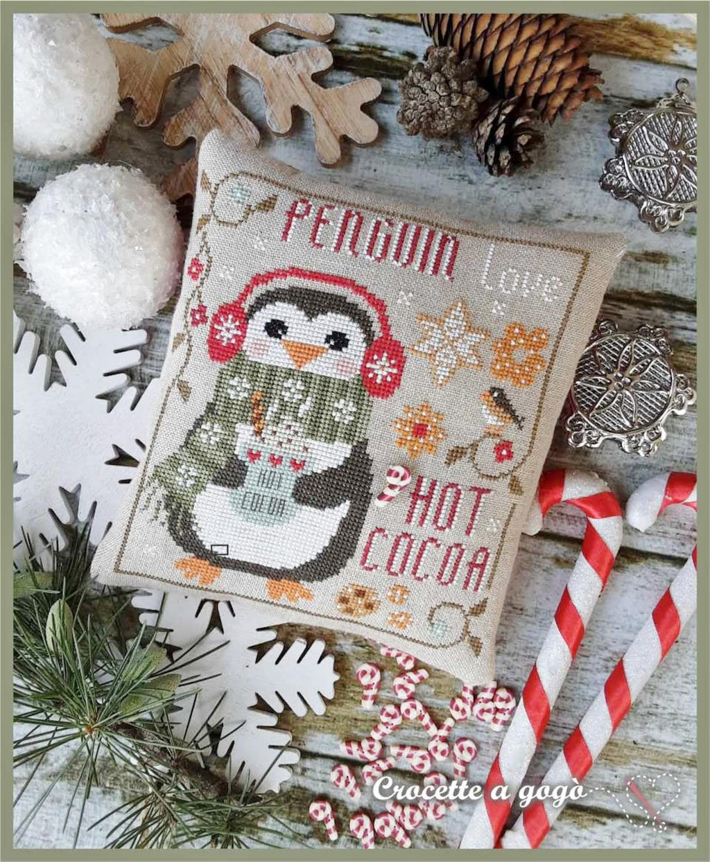 The Little Penguin! by CROCETTE A GOGO  Counted Cross Stitch Pattern  Christmas, Love, Hot Cocoa, Holidays, Winter, Pattern Only