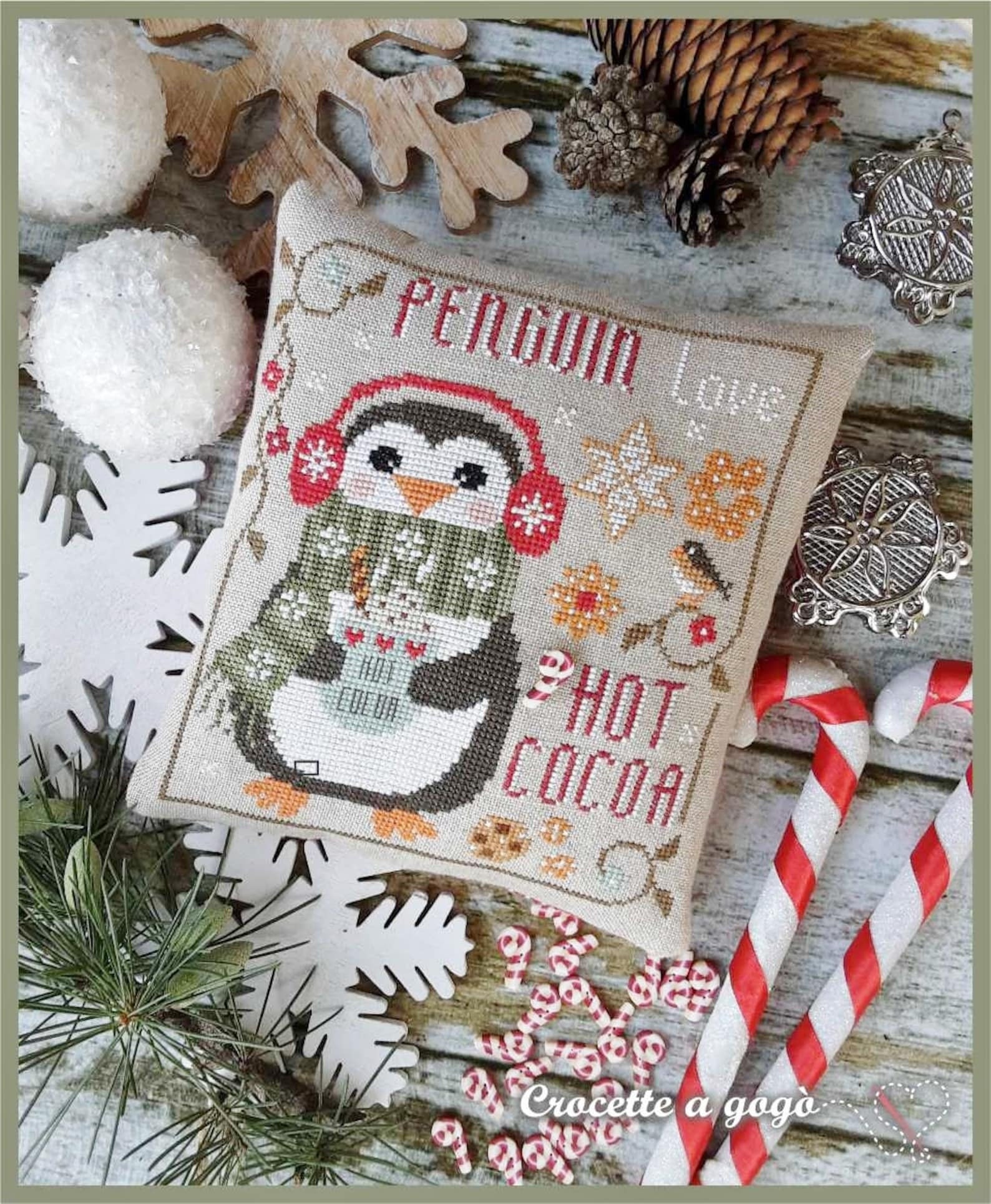 The Little Penguin! by CROCETTE A GOGO  Counted Cross Stitch Pattern  Christmas, Love, Hot Cocoa, Holidays, Winter, Pattern Only