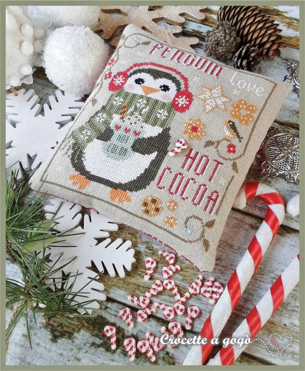 The Little Penguin! by CROCETTE A GOGO  Counted Cross Stitch Pattern  Christmas, Love, Hot Cocoa, Holidays, Winter, Pattern Only